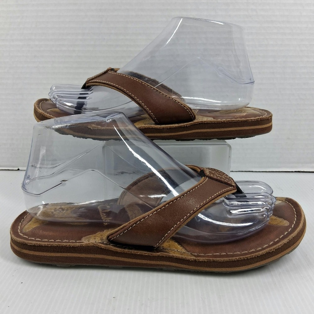 Clarks Womens Brown Leather Starfish Thong Sandals Flip Flops Size 7M 72252